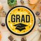 25 Count Yellow Graduation Party Paper Plates 9 Inch Round with Congrats Grad Design